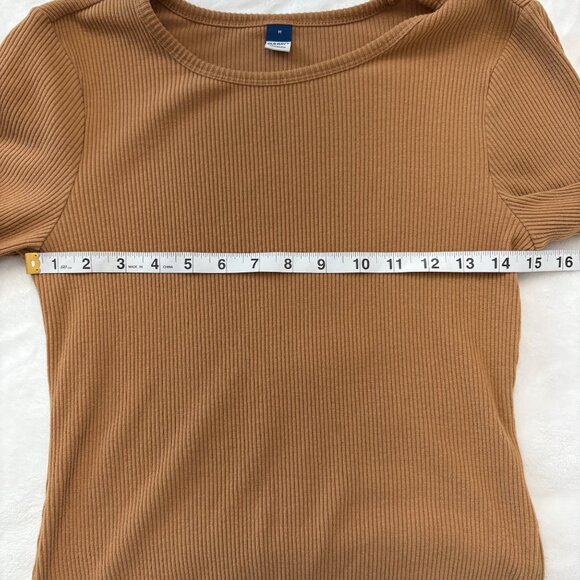 Old Navy Womens Normcore Camel Brown Ribbed Long Sleeve Timeless Knit Top M - Picture 8 of 11